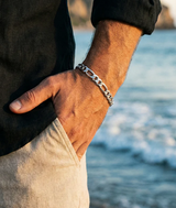 7mm Sterling Silver Figaro Bracelet
