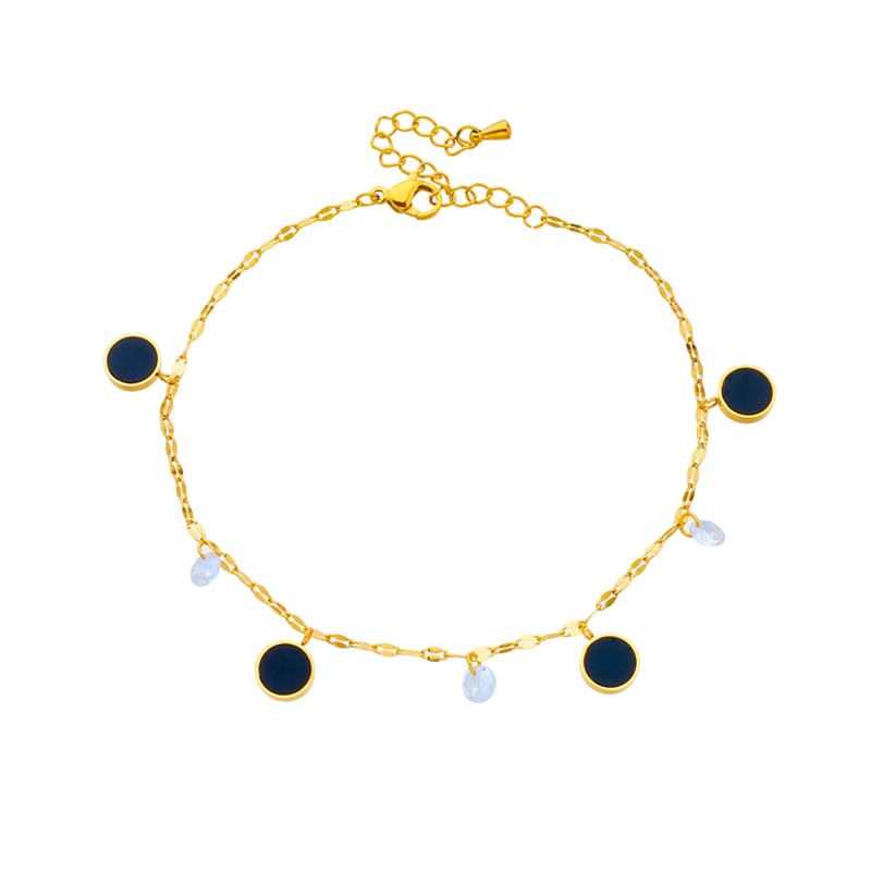 18k Gold Black Gem Diamond Anklet