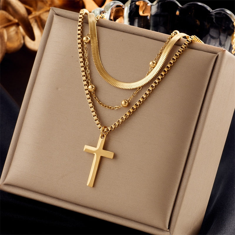 18k Gold Women Cross Set