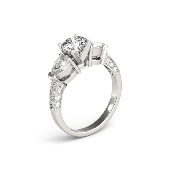 Royal Round Cut 1 Ct Sterling Silver Diamond Ring