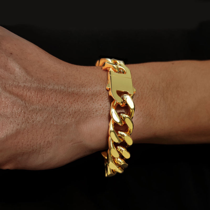 18k Gold Clasp Cuban Bracelet
