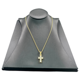 18K Gold Mini Diamond Cross Pendant Necklace