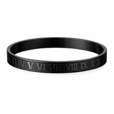 Black Roman Numeral Bangle Bracelet