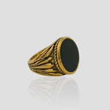 18K Gold Ancient Sphere Black Onyx Ring