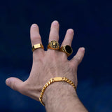 18K Gold Ancient Sphere Black Onyx Ring