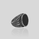 Sterling Silver Ancient Sphere Black Onyx Ring