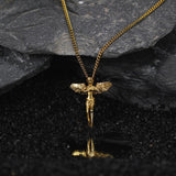 18k Gold Angel Pendant Chain Necklace