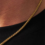 3mm 18k Gold Wheat Chain
