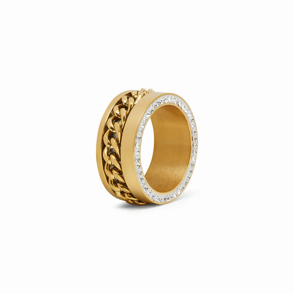 18k Gold Cuban Layered Diamond Ring