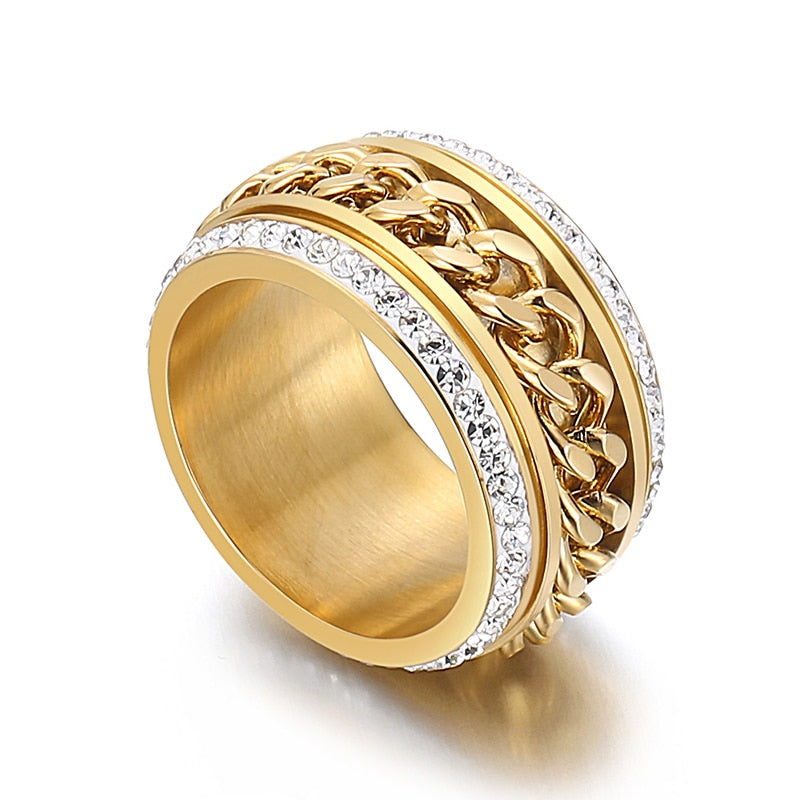 18k Gold Cuban Layered Diamond Ring