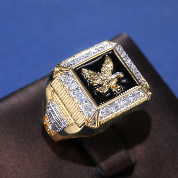 18k Gold Eagle Peripheral Ring