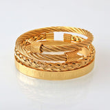 Royal Crown 3 Piece 18k Gold Bracelet Set