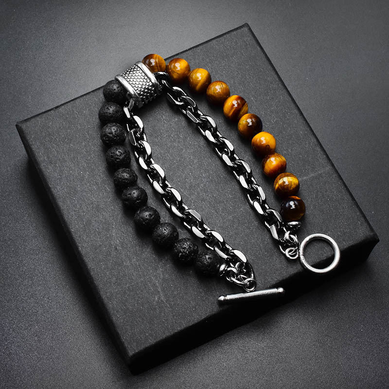 Tiger Eye Stone Beaded Silver Bracelet (10-Variants)
