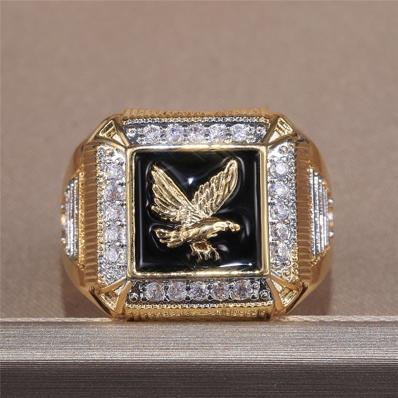 18k Gold Eagle Peripheral Ring