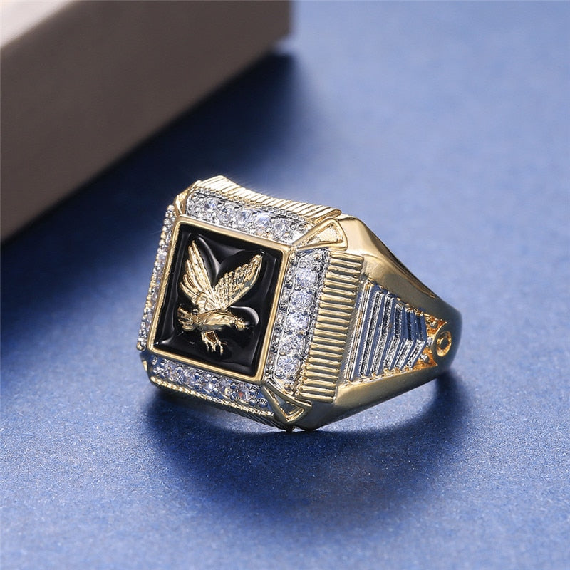 18k Gold Eagle Peripheral Ring