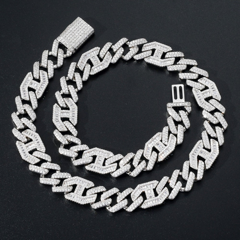 Miami Baguette Cuban Link Chain (Platinum white gold)