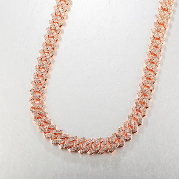 ICED OUT MICRO PAVED CUBAN LINK CHAIN (Rose Gold)