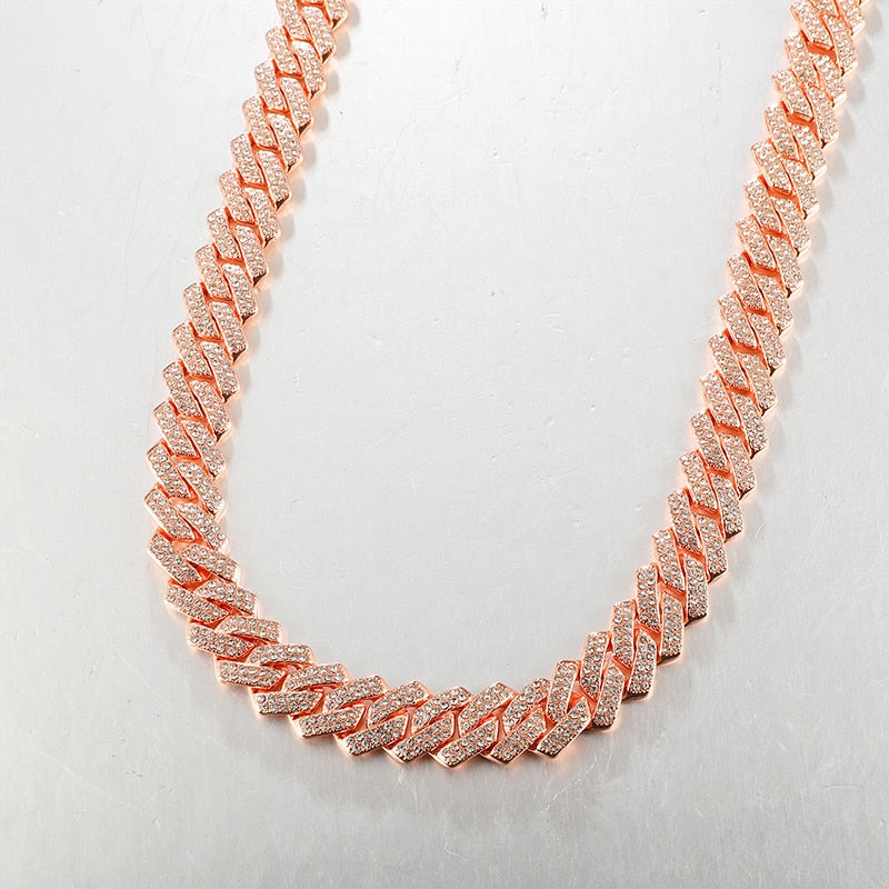 ICED OUT MICRO PAVED CUBAN LINK CHAIN (Rose Gold)