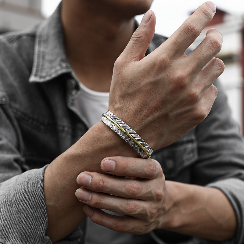 Gold Silver Feather Bracelet