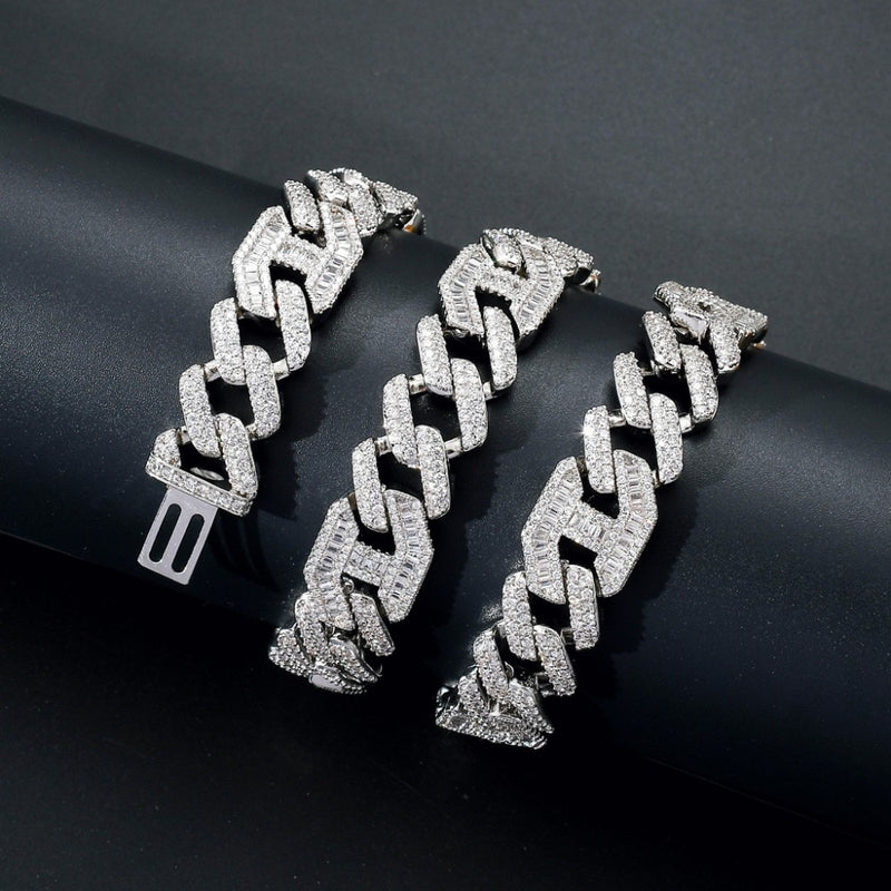 Miami Baguette Cuban Link Chain (Platinum white gold)