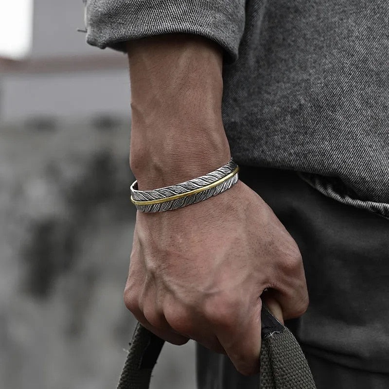Gold Silver Feather Bracelet