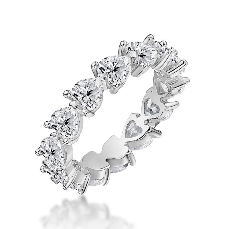 18kt White Gold Diamond Heart Filled Love Ring