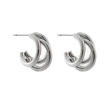 Sterling Silver Triplet Ring Earrings