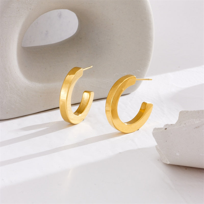 18k gold Semi Ring Earrings