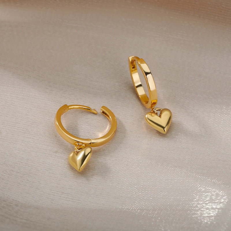 18k Gold Love Heart Earrings