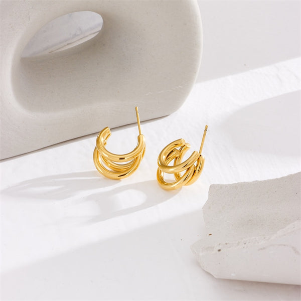 18k Gold Triplet Ring Earrings