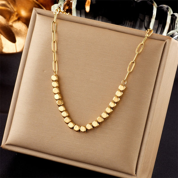 18k Gold Cubed Miami Link Necklace Chain