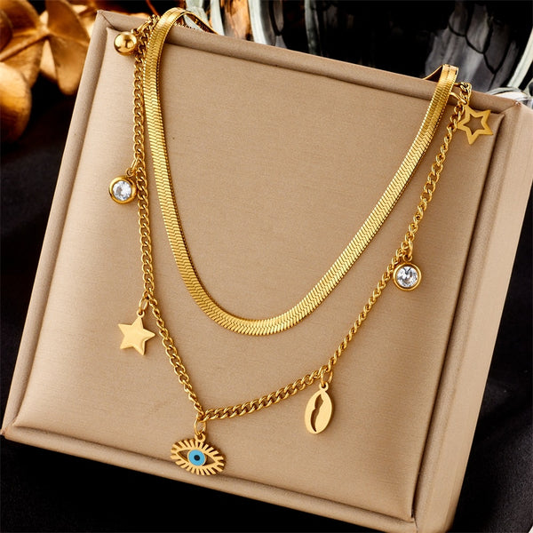 18k Gold Mixed Signals Necklace Set