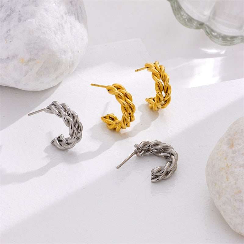 Sterling Silver Rope Earrings