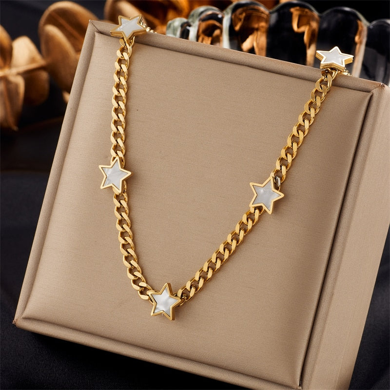 18k Gold Star Cuban Link Chain