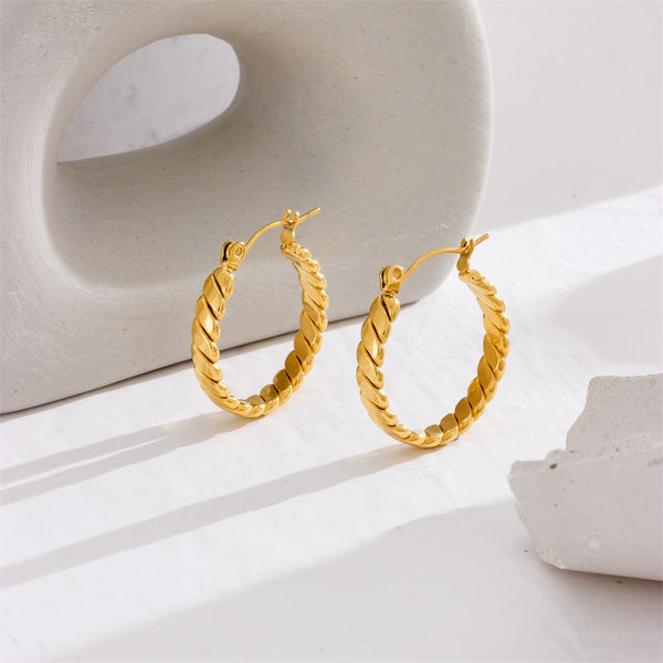 18k Gold Micro Paved Link Earrings