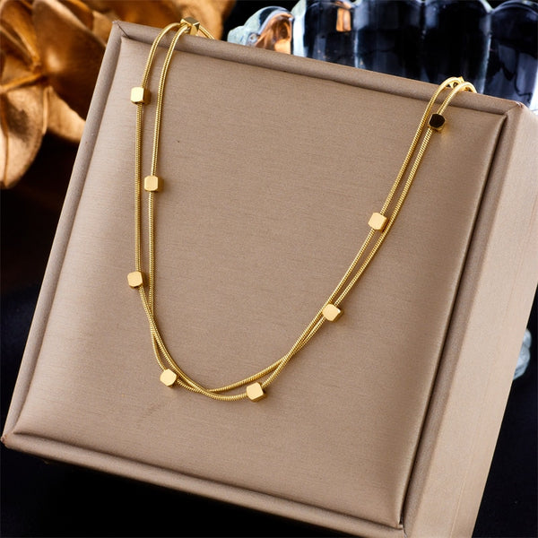 18k Gold Cubic Rope Necklace