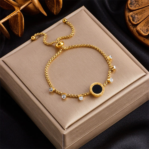 18k Gold Black Gem Diamond Bracelet