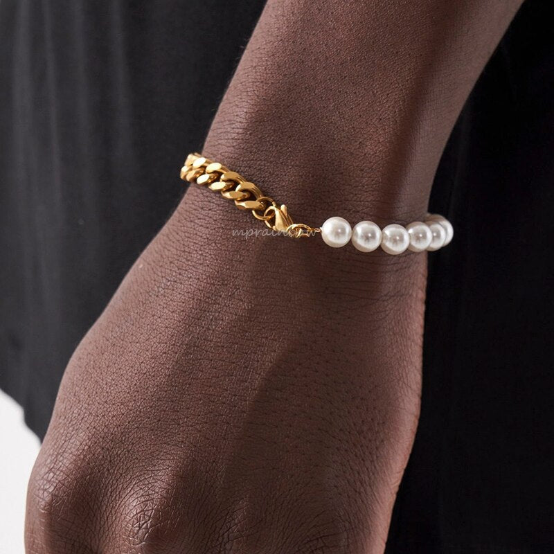 Pearl X Cuban Link Bracelet
