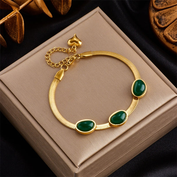 18k Gold Heart Stone Bracelet