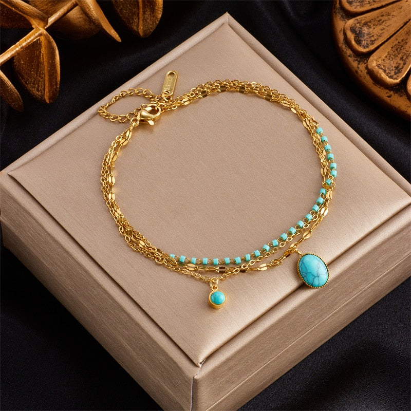 18k Gold Blue Stone Bracelet