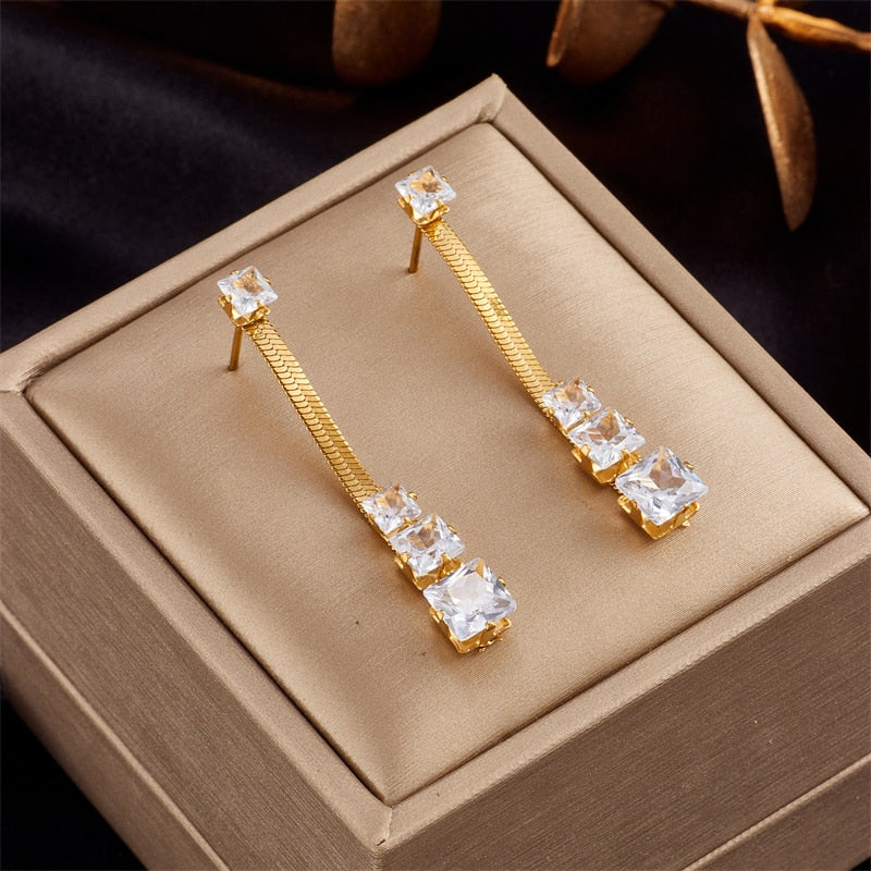 18k Gold Micro paved Diamond Earrings