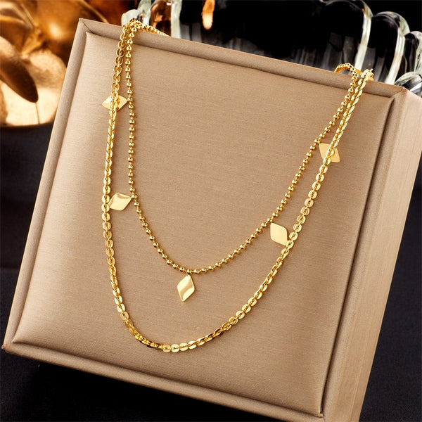 18k Gold Diamon Linked Necklace Set