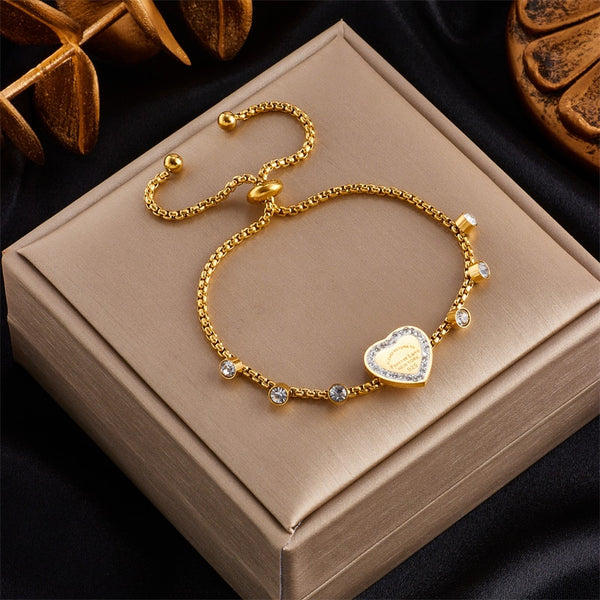 18k Gold Diamond Heart Bracelet