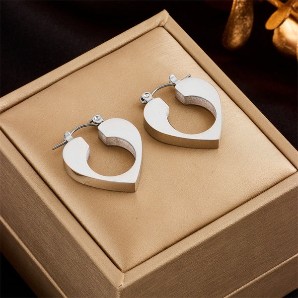 Sterling Silver Love Heart Scoop Earrings