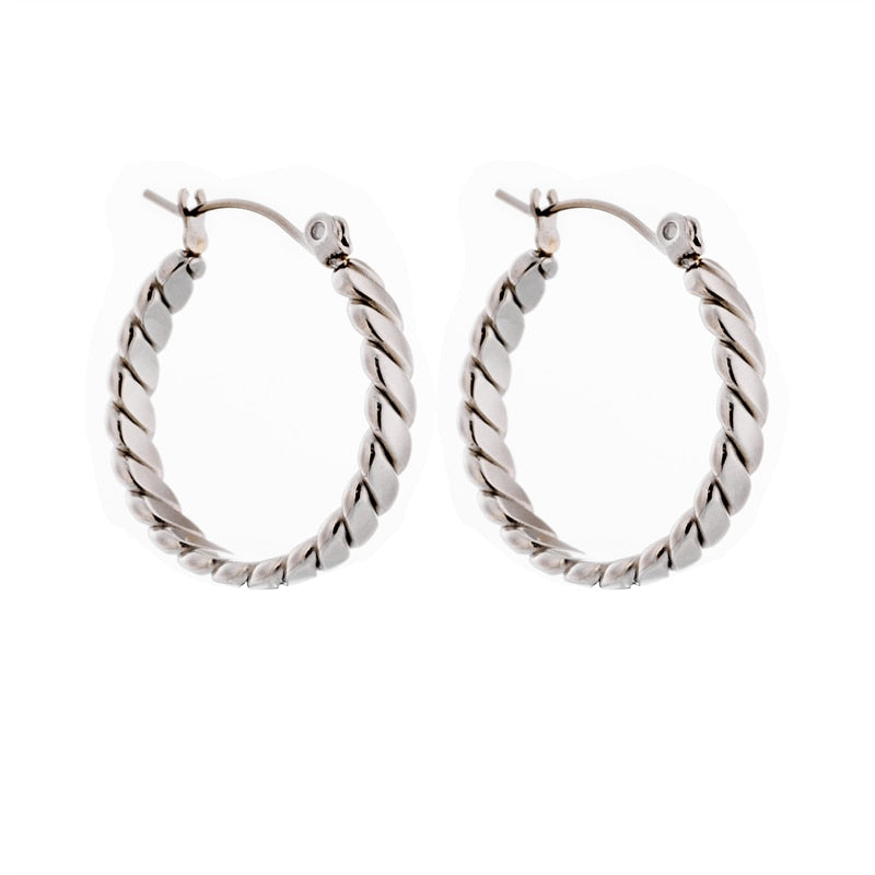 Sterling Silver Micro Paved Link Earrings