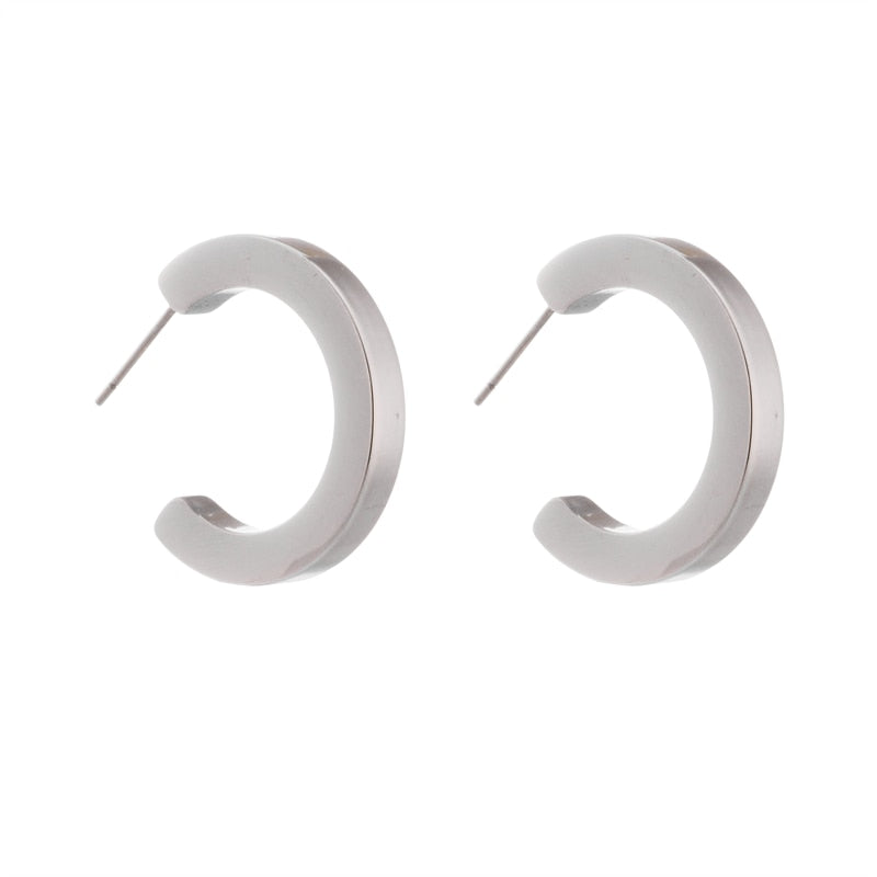 Sterling Silver Semi Ring Earrings