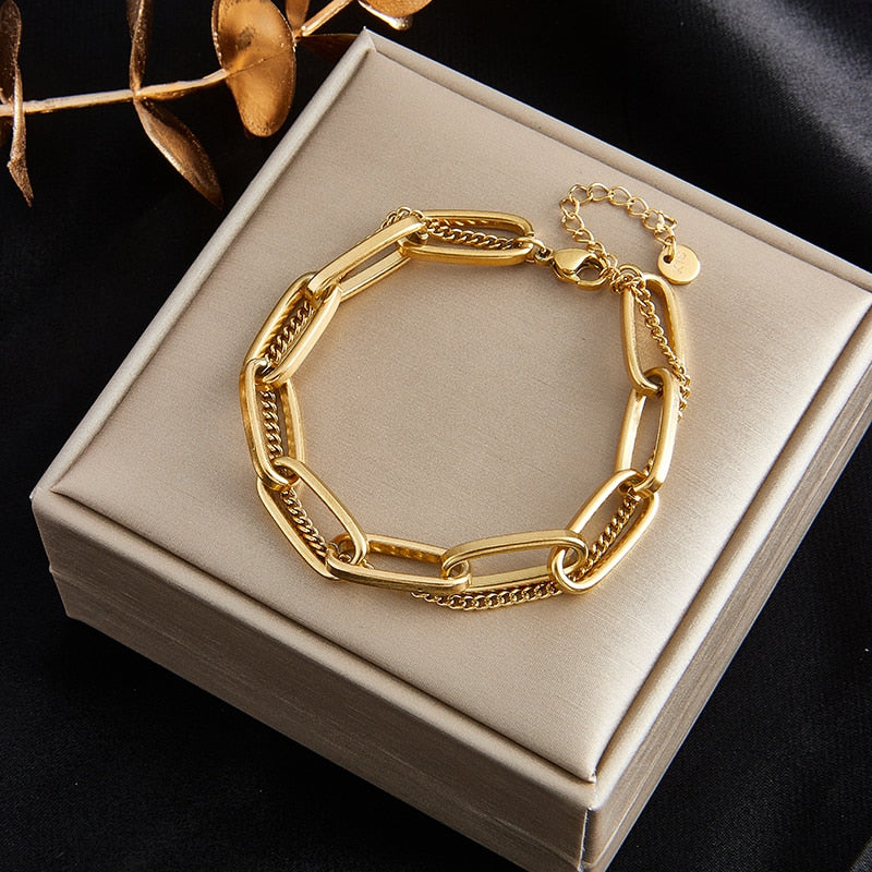 18k Gold Wide Cuban Chain Bracelet