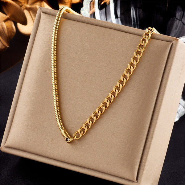 18k gold Half Rope Half Cuban Chain