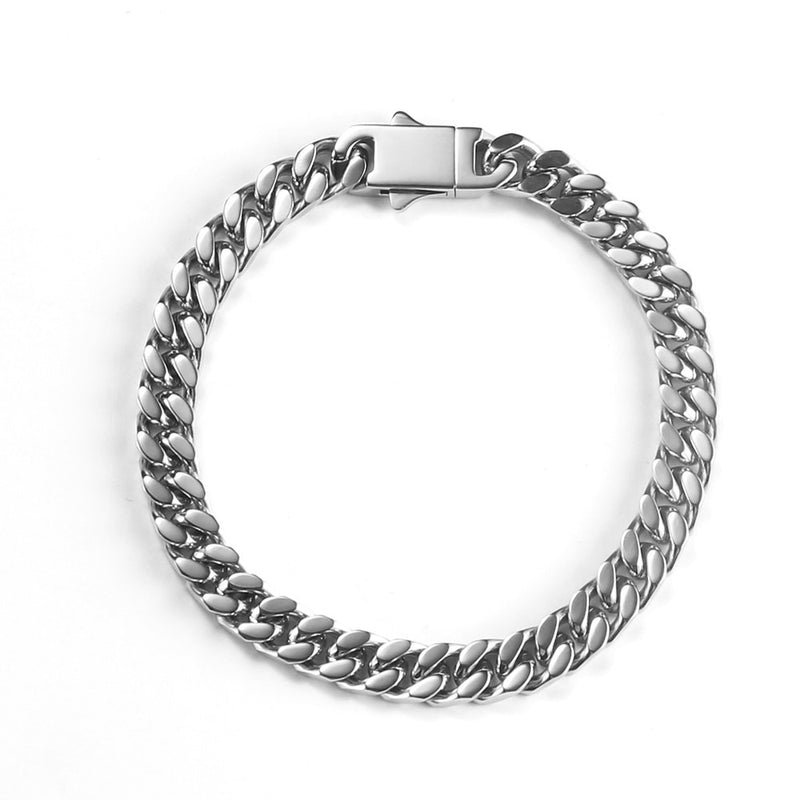 Sterling Silver Clasp Cuban Bracelet