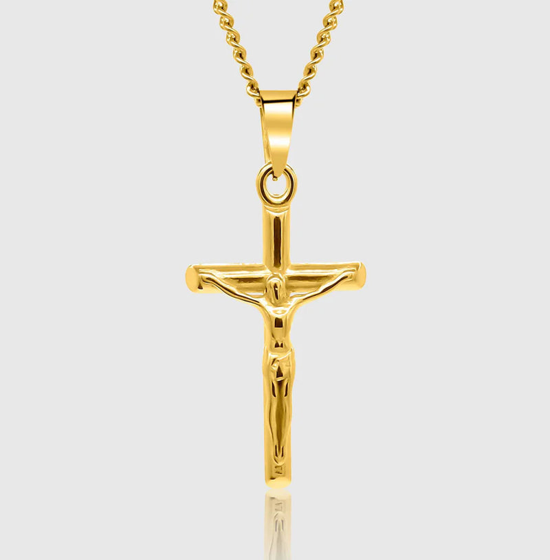 18k Gold Crucifier Pendant Necklace Chain